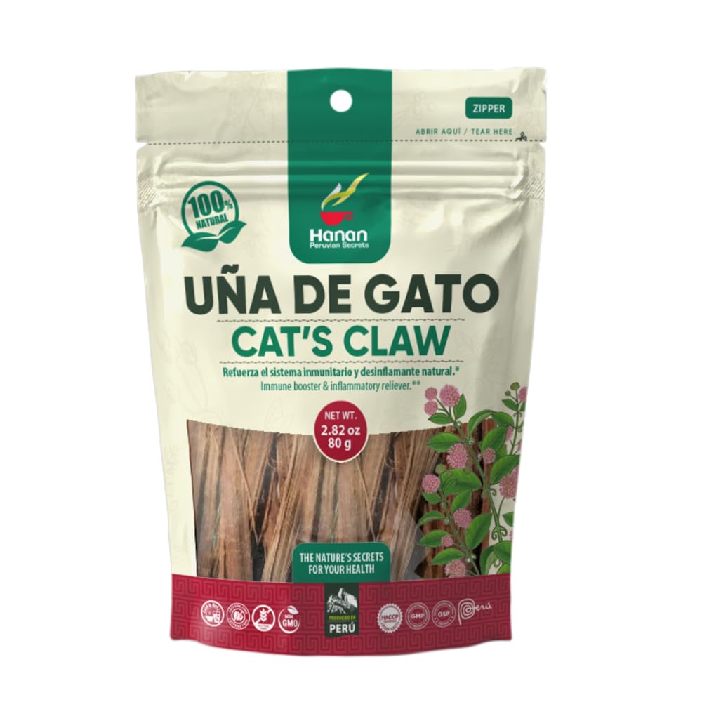 Hanan Peruvian Secrets Una De Gato Herbal Tea | 100% Natural Cat’s Claw Bark | 2.82oz / 80g | Naturally Aids in Supporting the Immune System - 3 Pack