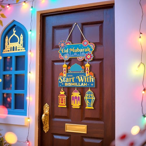 TOARTi Eid Mubarak Wooden Wall Sign - Islamic Home Decor - Image 3