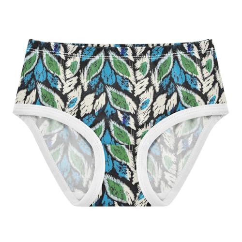 Joisal Artistic Ikat Blue Green Leaf Cute Panties Girl Toddler Underwear Floral Cotton Colorful Briefs Kids Undies 2t