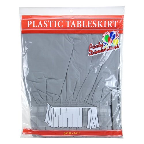 Party Dimensions Plastic Table Skirt, 29-Inches by 14-Feet - Silver - 1 Pack