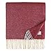 Produktbild Linen & Cotton Klassische Weiche Wolldecke Decke Merino Wolle Wohndecke Kuscheldecke Diamond mit Rautenmuster - 100% Merinowolle, Bordeaux Rot (140 x 200 cm) Tagesdecke Plaid Überwurf Couch Sofadecke