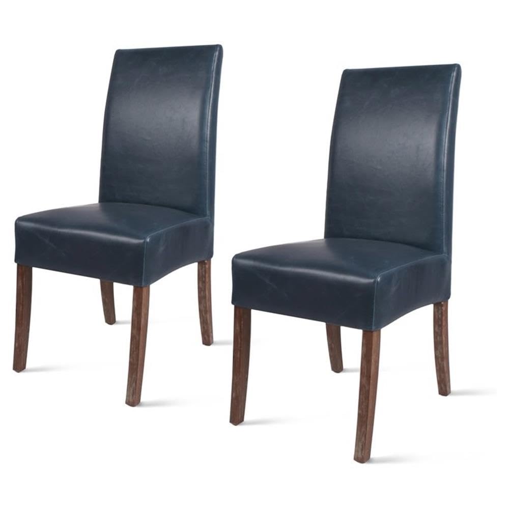 New Pacific Direct Valencia Bonded Leather Chair,Set of 2 Furniture, Vintage Blue