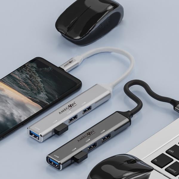 Image of AMUH04C USB-C to 4 in 1 Multifunction Hub USB-C to USB 3.0 + USB 2.0, USB3.0: 5Gbps; USB2.0: 480Mbps, Compatible System: Windows, MacOs, Linux