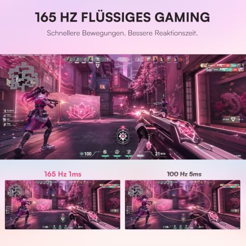 Great voell 34 Zoll Curved Gaming Monitor Pink, UWQHD, FreeSync – Ansicht 3