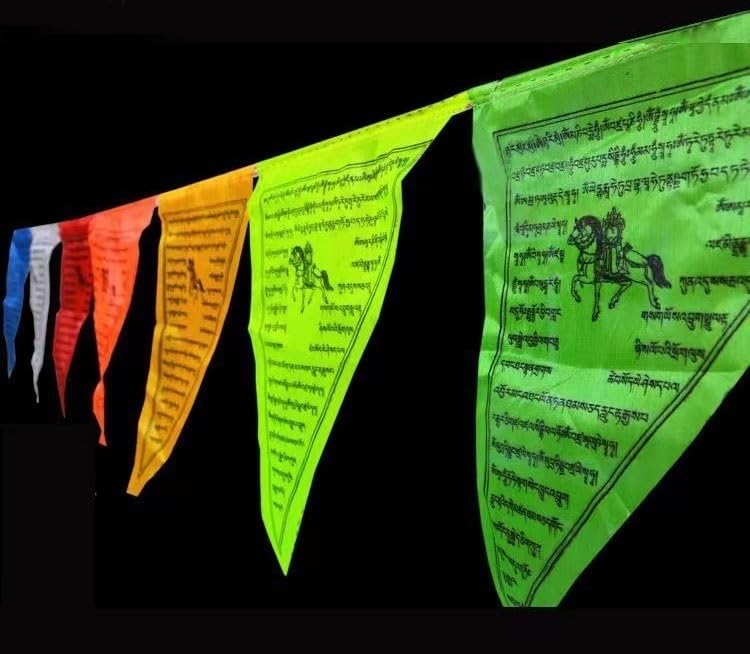 Tibetisch-buddhistische Gebetsfahnen, Gebetsdekoration, Dreiecksbanner, tibetisches buntes Seidenbanner, Fengmaqi Long Da-Wimpel, 6,5 Meter, 25 Seiten, Flaggen (Color : 10 pcs)