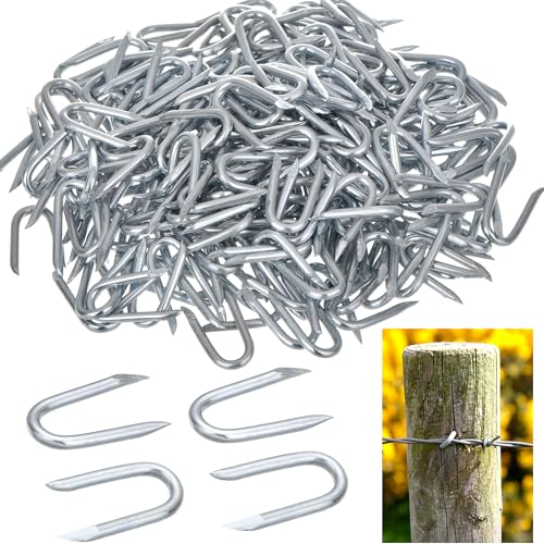 XHTXHT U Krampen 240 Stück U Nägel Klein Stahlkrampen Verzinkte U Klammer Nagel Für Unkrautvlies Zaunklammern Krampennägel Staketenzaun Garten und Maschendrahtzaun