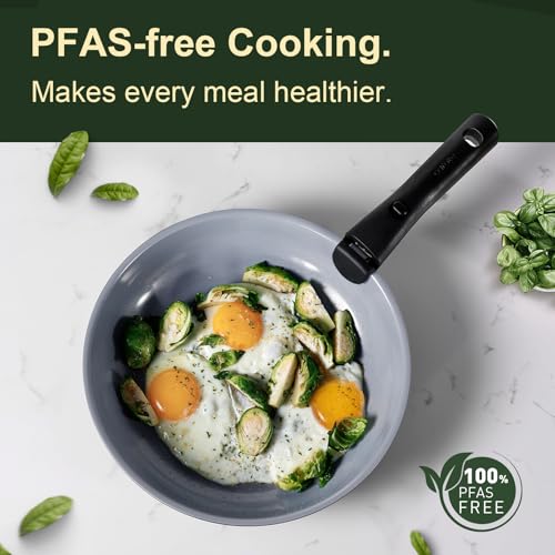 CAROTE 17PCS Ceramic Cookware Sets, Black and Gray, Pots and Pans Set Non Stick Non Toxic, Induction Cookware, Kitchen Cookware Sets, Pots Set for... - Image 4