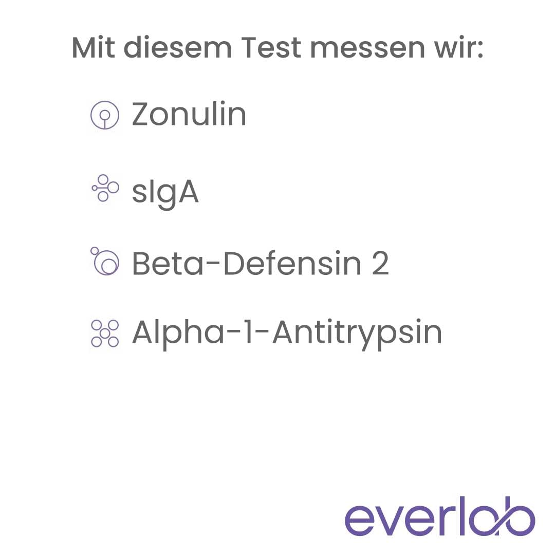 Leaky Gut Test – Umfangreiche Untersuchung von Schleimhaut- und Entzündungsmarkern | Zonulin, IgA, Beta-Defensin 2, Alpha-1-Antitrypsin| Stuhltest durchlässiger Darm | Selbsttest für Zuhause
