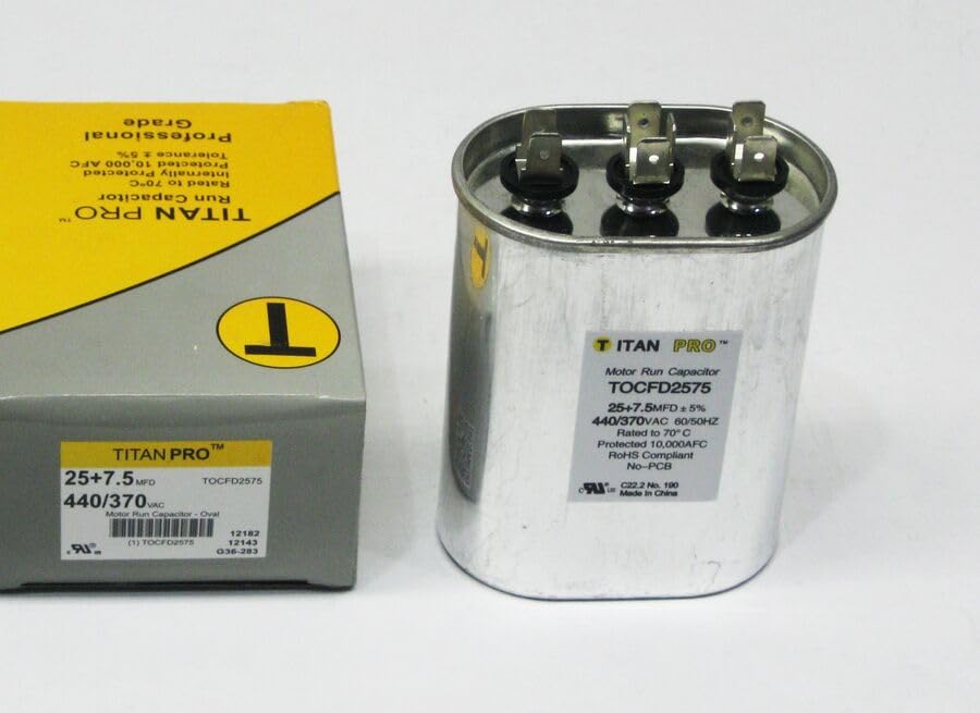 Condensateur ovale de rechange TOCFD2575 HVAC pour moteur double 25/7,5 MFD/UF 440/370