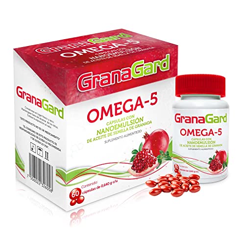 GranaGard omega 5 con Nanotecnología 60 cápsulas. Cápsulas de aceite de semilla de granada. Antioxidante natural potenciado por la nanotecnología.