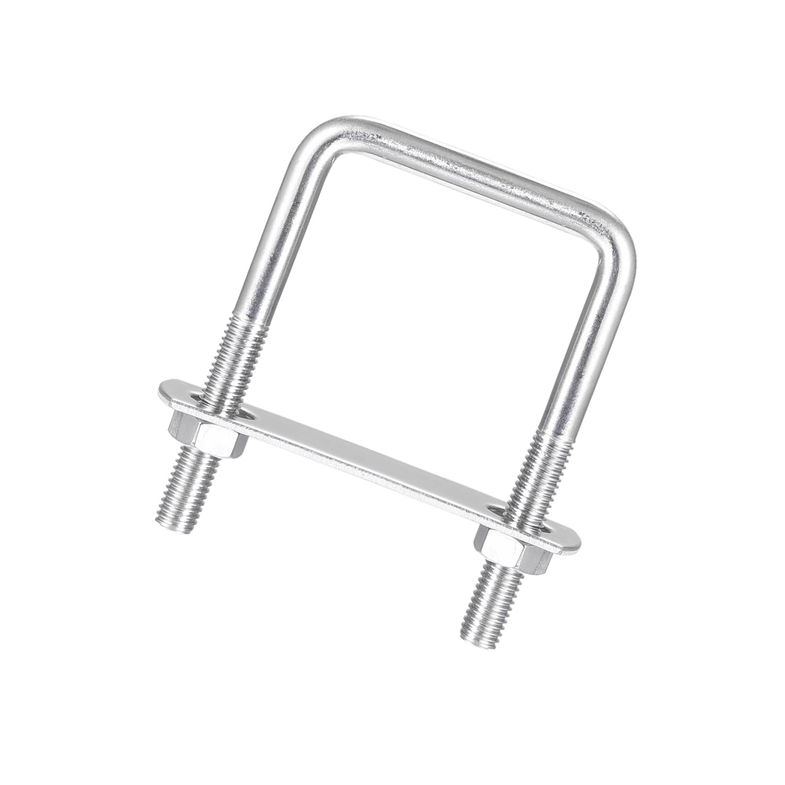 Unifizz Square U-Bolt,2 Set 304 Stainless Steel M8 U Bolts 50mm(2.05") Inner Width 80mm Length with Nuts and Frame Plate for Automobiles Boat Trailer