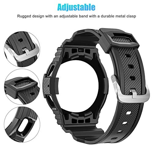 Gooodidear Galaxy Watch 4 Band 40Mm Bumper Case, Samsung Watch 5 40Mm Bands Rugged Strap Protective Case, Sport Military Shockproof Tpu Replacement Bands Protector Cover Men Women, Transparent Black #TOP3