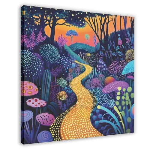 Forêt enchantée champignon japonais décoration murale enfant 50,8x50,8