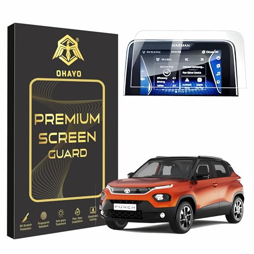 Image of OHAYO 9H Hard Screen Protector for Tata Punch 2023-2025 7 Inch Infotainment Touchscreen | HD Clear Display Protection | Scratch Resistant Military Strength Film | Anti Fingerprint Bubble Free | Car Music System Display Guard Accessory