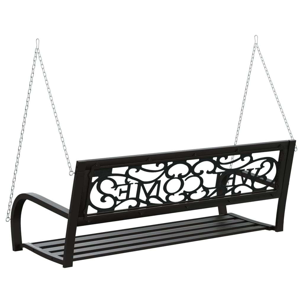 Genérico Banco balancín de jardín 125 cm Acero y plástico negro-317143