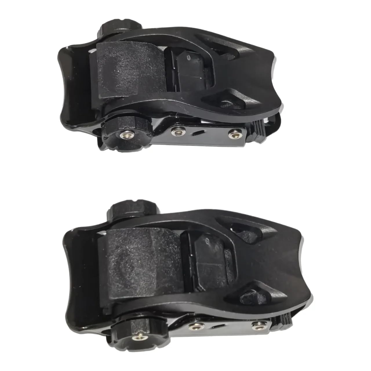 1 par de hebillas de trinquete para tabla de snowboard, base 25 mm, sistema de correa