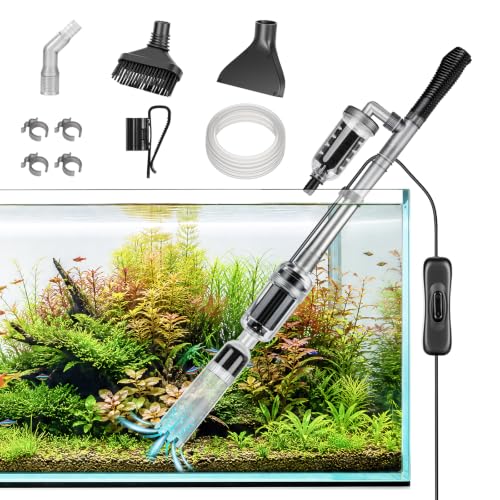 hygger 15W Mulmsauger Aquarium Elektrisch, 5-in-1 Aquarium Wasserwechsel | 2000L/H Aquarium Sauger,Verstellbare Länge,Automatisches Reinigungsset für Sand und Wasserwechsel,Für Freshwater & Saltwater