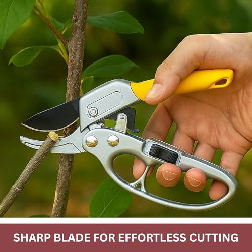 Image of Mozarto Heavy Duty Gardening Scissor /Plant Cutter For Garden /Branch Cutter For Plants /Flower Cutter /Pruners For Plants /Wood Branch Trimmer /Secateurs /Pruning Shears Blade (Yellow)