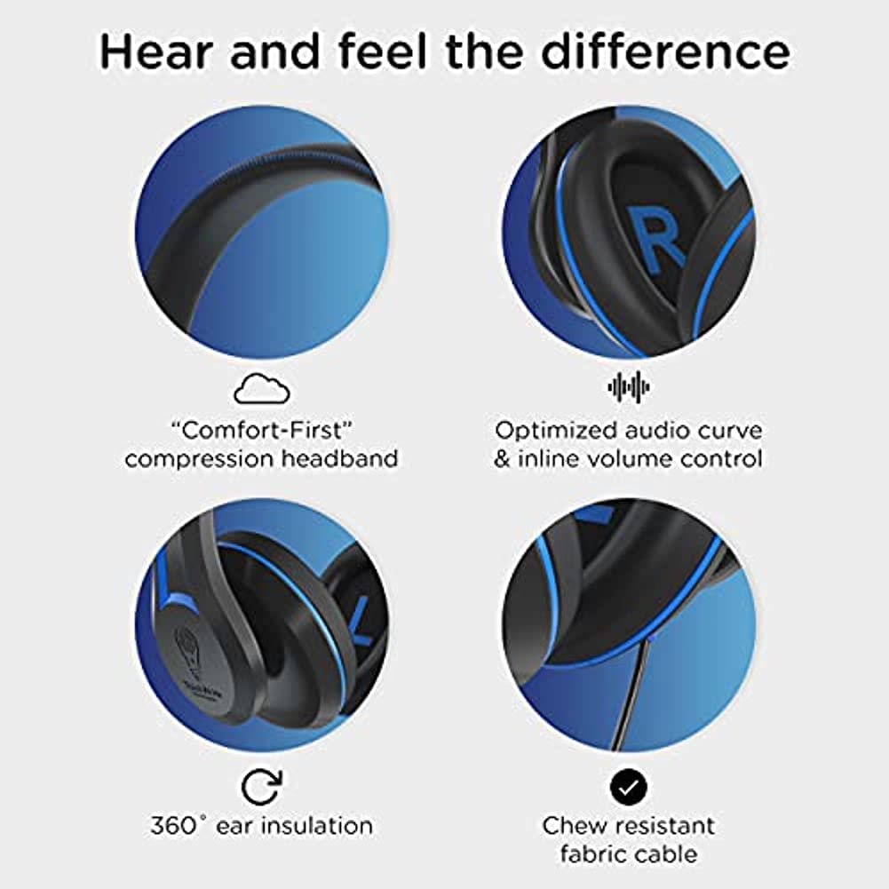 TWT Audio Ergo TW200 Premium Over-Ear-Kopfhörer, kabelgebunden, 3,5-mm-Klinkenstecker | Geräuschreduzierend, langlebig, für Klassenzimmer, Schule, Studenten und Lehrer, universelle Gerätekompatibilität