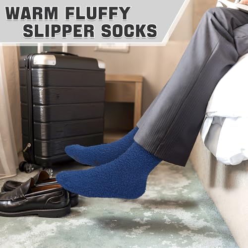 Warm Fuzzy Socks for Men, Soft Cozy Winter Fluffy Sleep House Striped Slipper Socks Size 9-144