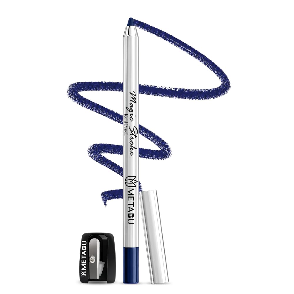 Magic Stroke Kohl Kajal Pencil - Navy Blue | Waterproof & Smudge Proof with Free Sharpener | 18 Hours Long Lasting | One Swipe Application Eye Makeup Pencil Enriched with Shea Butter & Vitamin - E-image-31