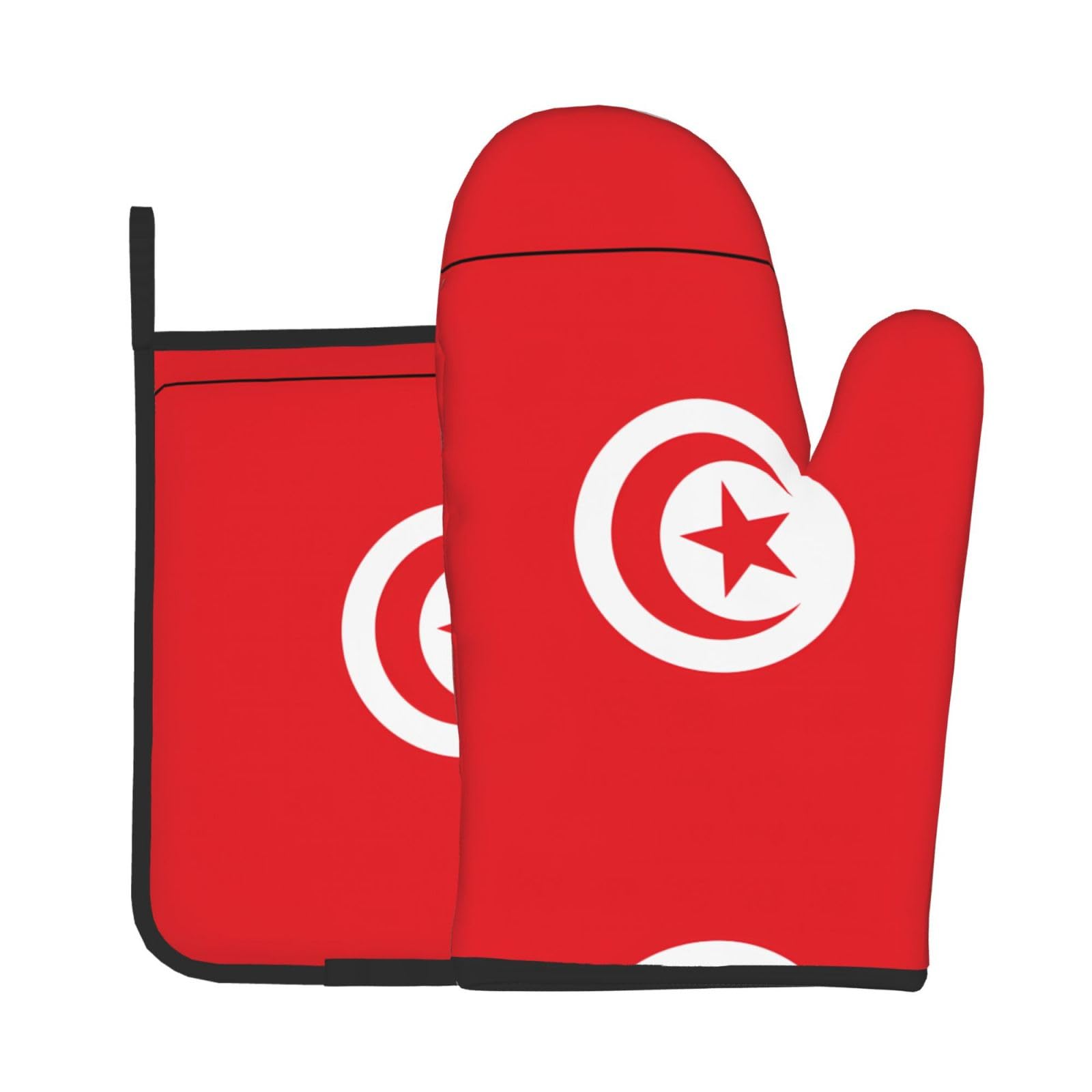 Oven Mitts and Potholders Set of 2 for Kitchen Baking Cooking GrayTunisian Flag Thick and Durable