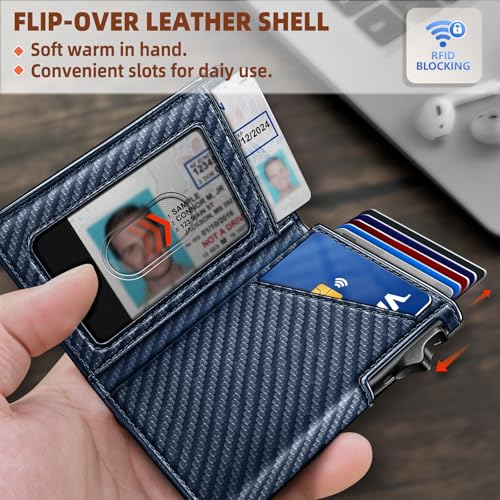 Image of BULLIANT Money Clip Wallet,Mens Gift Slim Wallet Credit Card Holder Airtag&Standard Use 9Cards-Metal Case in Magnetic Flip Shell