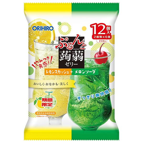 Amazon.co.jp: オリヒロ ぷるんと蒟蒻ゼリー レモンスカッシュ+メロン