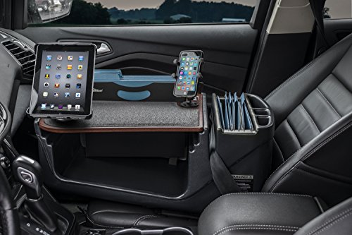 Image of AutoExec AE-FMEF-PI-PM-TAB-21M Efficiency FileMaster Car Desk for Your Vehicle Workstation and Mobile Office, Mahogany with 400 watt Power Inverter, Phone Mount and iPad /Tablet Mount | 400 Watt Power Inverter, Phone Mount, iPad /Tablet Mount, Vehicle Workstation and Mobile Office