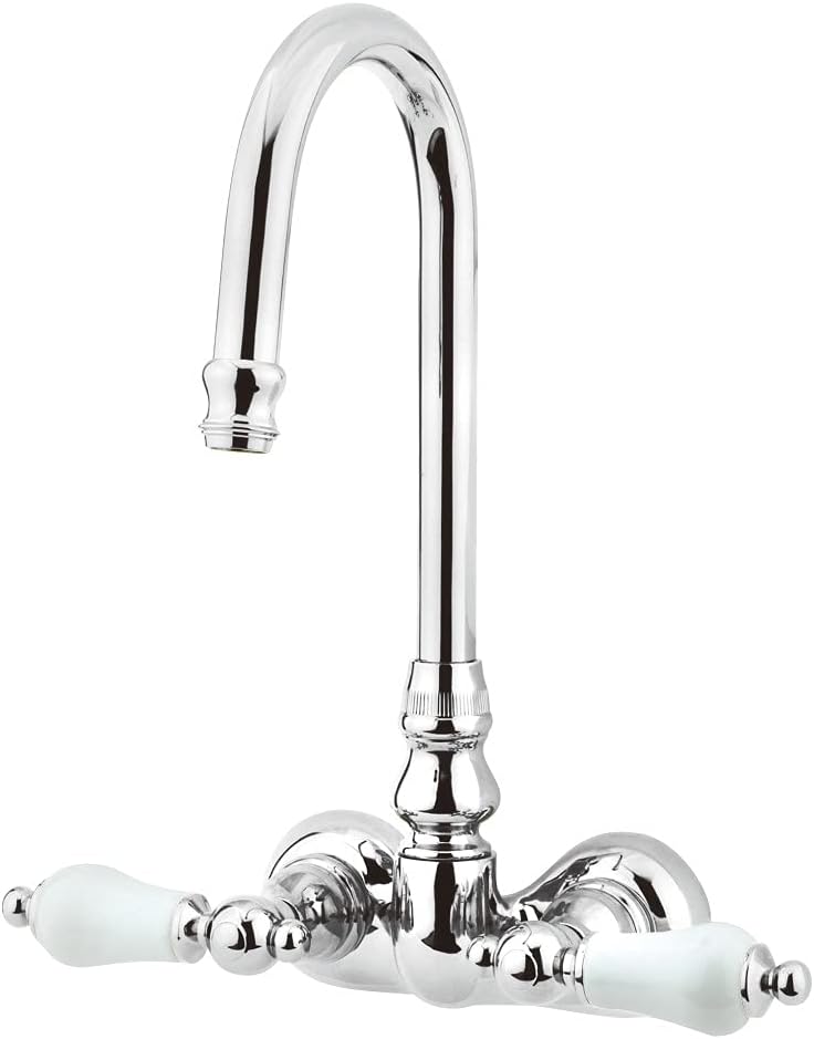 Kingston Brass CC76T1 Vintage Leg Tub Filler, H&C Porcelain lever Handle, Polished Chrome