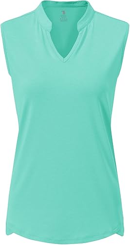 Miniatura 2 de BASUDAM Polo de golf sin mangas para mujer, cuello en V, sin cuello, camisetas de tenis para correr, secado rápido