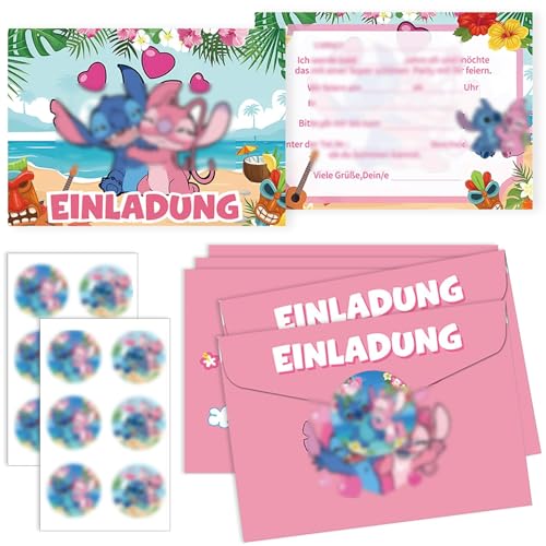 ZeiLaBang Kakadi 12 Stücke Einladungskarten Kindergeburtstag 12 Umschläge 12 Tattoo Aufkleber Partyeinladungen Einladungen Kinder Einladungskarten Geburtstag Junge Madchen