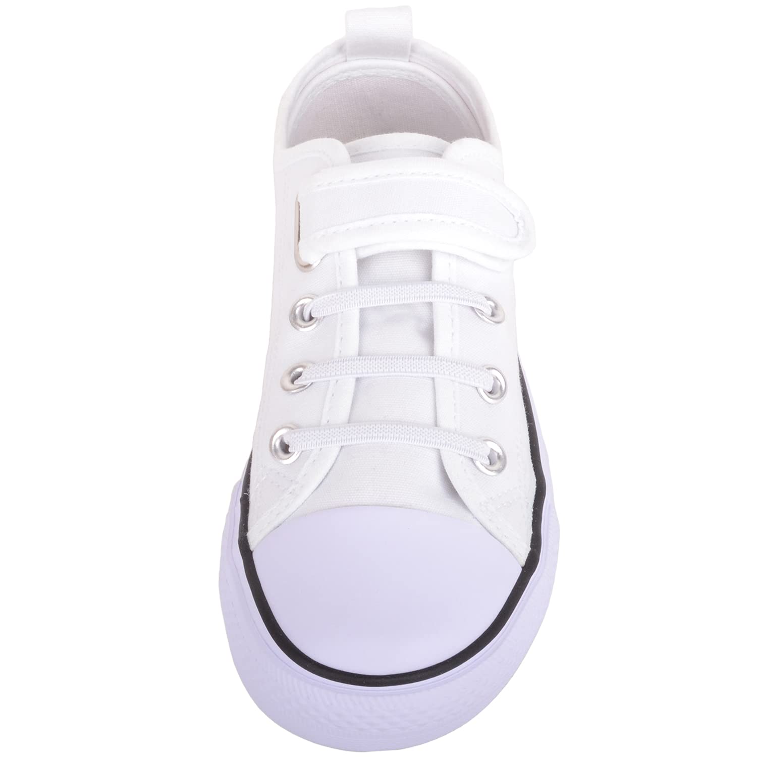 Unisex Kids Childrens Slip On Touch and Close Canvas Casual Pumps Shoes Trainers - White - US Infant 11