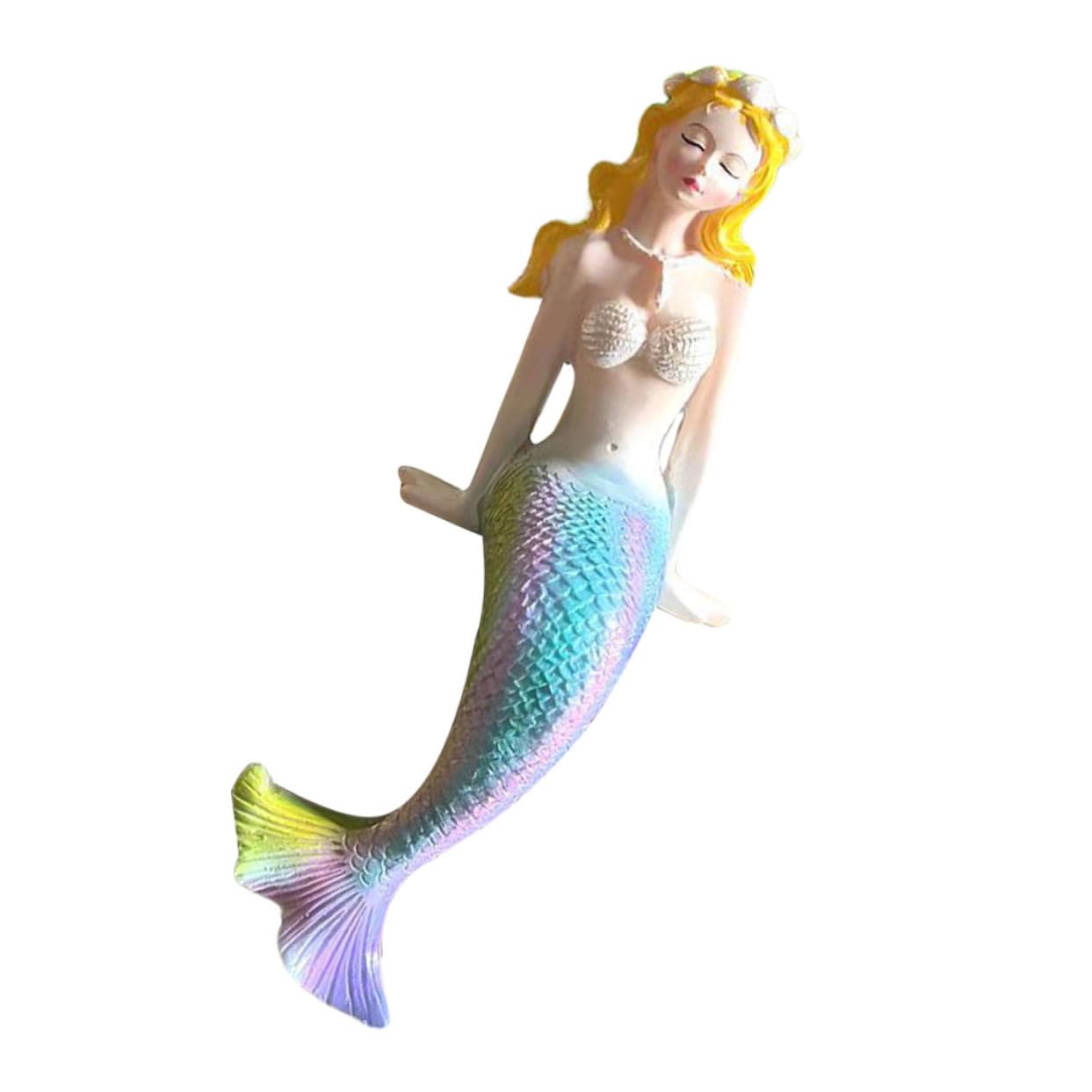 Cabilock 2 Piezas Estatua de Sirena Decorativa de Resina para Acuario y Oficina Adorno de Escritorio Accesorio Estable y Reutilizable para Decoración y Jardín