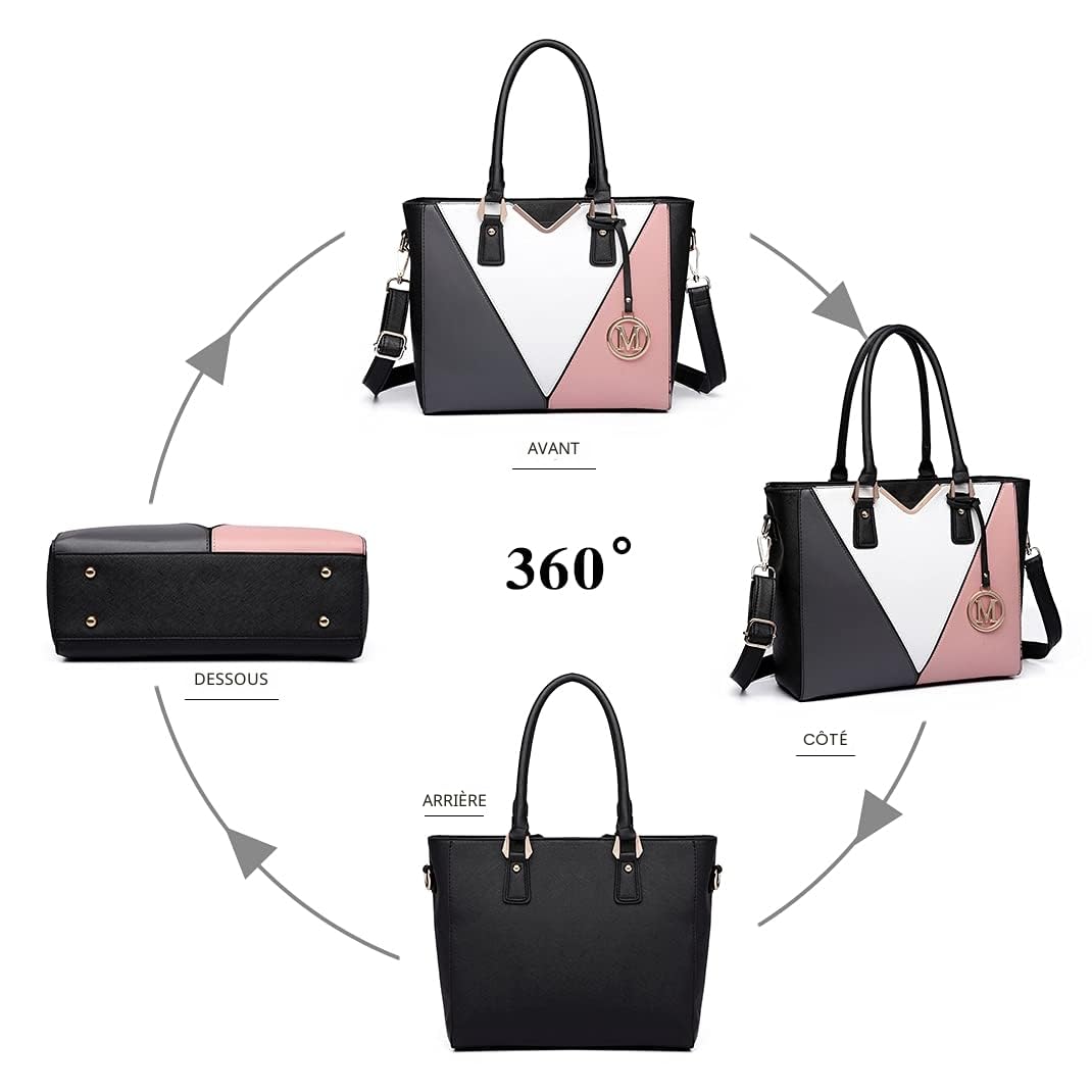 Miss Lulu Sac à main femme bandoulière en forme de V, Sac fourre-tout élégant Idéal pour Bureau Université ou Sorties Quotidiennes