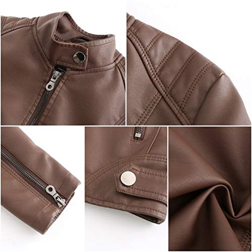 JMSUN Jaqueta feminina de inverno com zíper PU Jaqueta de Couro Falso Jaqueta Bomber Feminina Jaquet