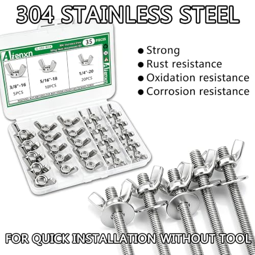 Image of 35PCS SAE Sizes Wing Nuts Assortment Kit