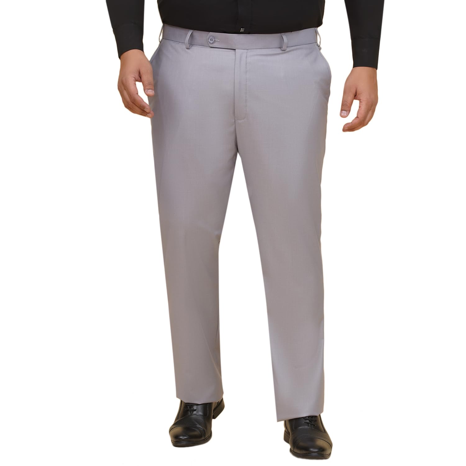 john pride Plus Size Men Regular Fit Mid-Rise Solid Silver Formal Trousers (JPTR22010Q_Silver)-picture-26