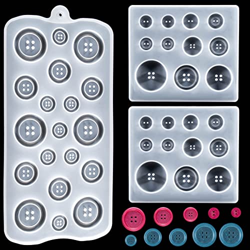 HINZIC 3 Pack Silicone Round Crystal Casting Mold for Jewelry Making, Button Resin Moulds for DIY Epoxy Casting Clay Crafts