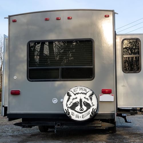Image of Delerain Raccoon Spare Tire Cover Sun Protector Waterproof Wheel Protectors for Jeep Trailer RV SUV Truck and Many Vehicle(16 Inch for Diameter 29 inch-31 inch)