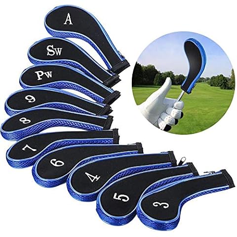 Golf Club Head Covers 10PCS Golf Clubs Iron Head Covers with Zipper Golf Head Covers Irons Protective Set Compatible for Titleist Callaway Ping Callaway Taylormade Cobra Nike Cover