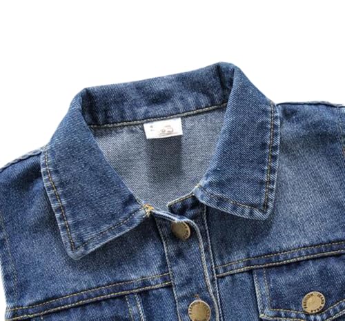 Boys and Girls Button-Down Sleeveless Outerwear Child Lapel Retro Ripped Denim Jacket Vest2