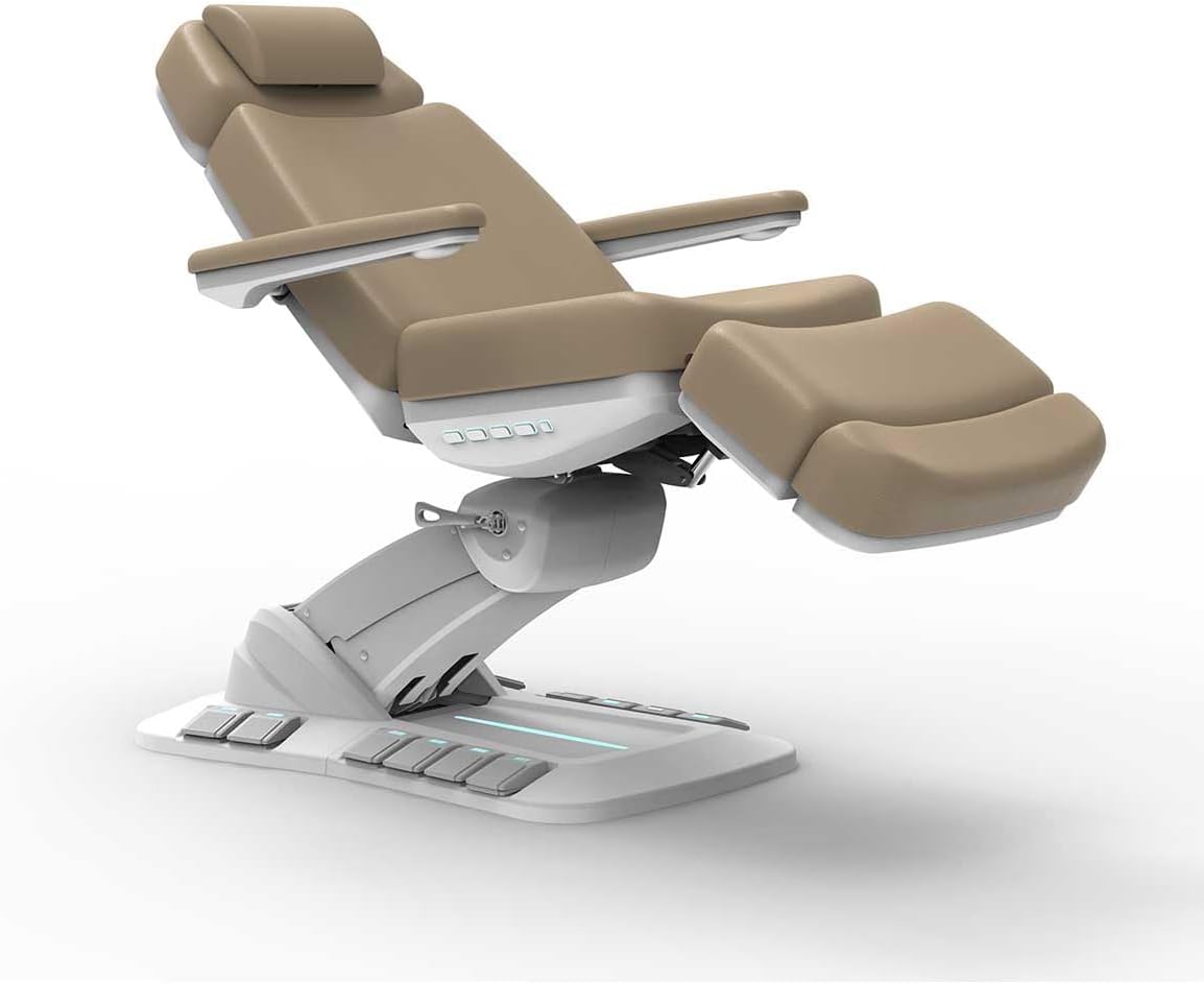 Massage Tools - Professional Spa and Facial Chair with 240° Rotation, LED Lighting, Memory Settings, and Adjustable Headrest - Premium Service Bed and Spa Chair for Salon and Facials - Light Gray