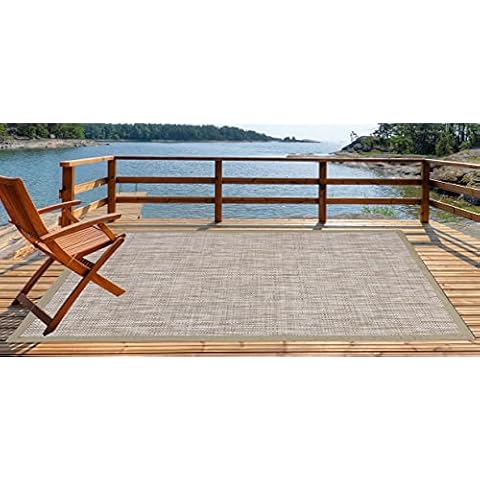 COMERCIAL CANDELA FELPUDOS Y ALFOMBRAS Alfombra Exterior PVC Diseño Madera Trenzada Base Antideslizante Cover