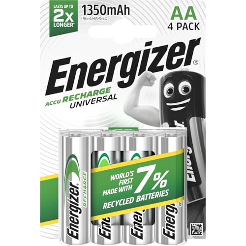 Energizer Recharge Universal - Pila Recargable AA (Paquette de 4) Batería