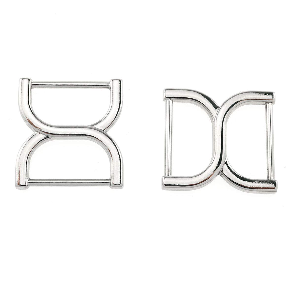 DTTRA 2 Pcs 1Inch Silver Double D-Rings for Buckles Belt Clasps DIY Leather Craft Accessories Purse Luggage Hardware Accessories Bag With Square Adjustment Buckle Pull