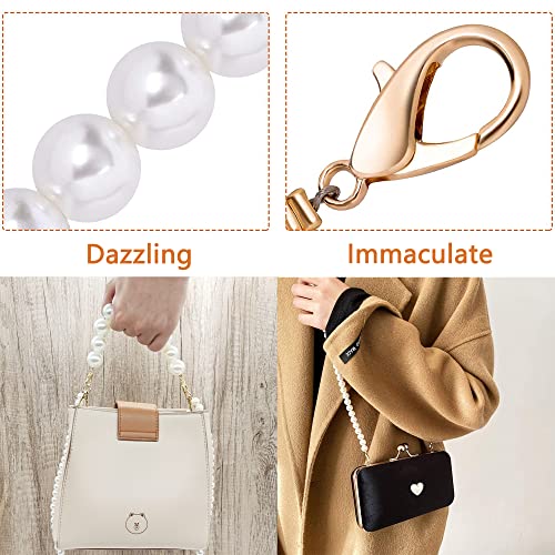 HAOBIN Perle Griff Kette Taschenkette Perle Korn Kettenriemen Taschenhenkel Kette Tasche Griff Ersatz TascheKette Dekoration Kette Schultergurtkette Ersatz Damentaschenkette (Weiß, 25 cm+80 cm)