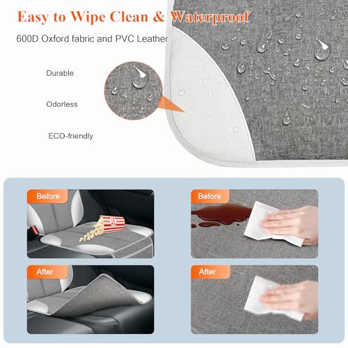 Image of Car Seat Protector for Child Car Seat, 600D Fabric Carseat Seat Protectors, Seat Protector Under Baby Pet Car Seat with Upgraded Non-Slip Backing, Mesh Storage Pockets, Silver-Gray, 1PCS