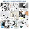 Bizcasa Brosse Rotative Nettoyage Electrique 9 en 1, Rechargeable, avec Tige télescopique et 9 têtes de Brosse Interchangeables pour Salle de Bain Cuisine Voiture, 3 Vitesses Réglables (Blanc)