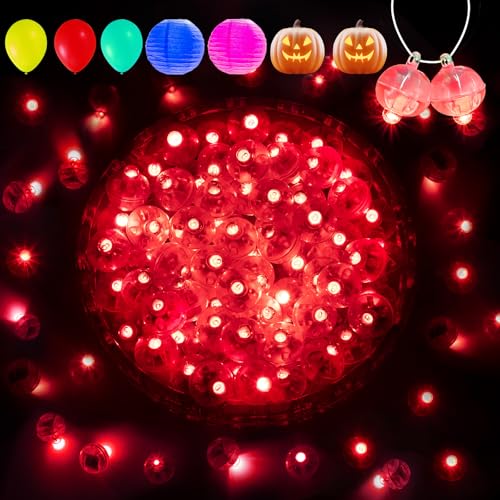 Image of Aogist 200Pcs Red Balloon Lights with Hook,Long Standby Time,Waterproof Mini Light for Birthday Party Wedding Christmas Halloween Easter Decorative (Steady)